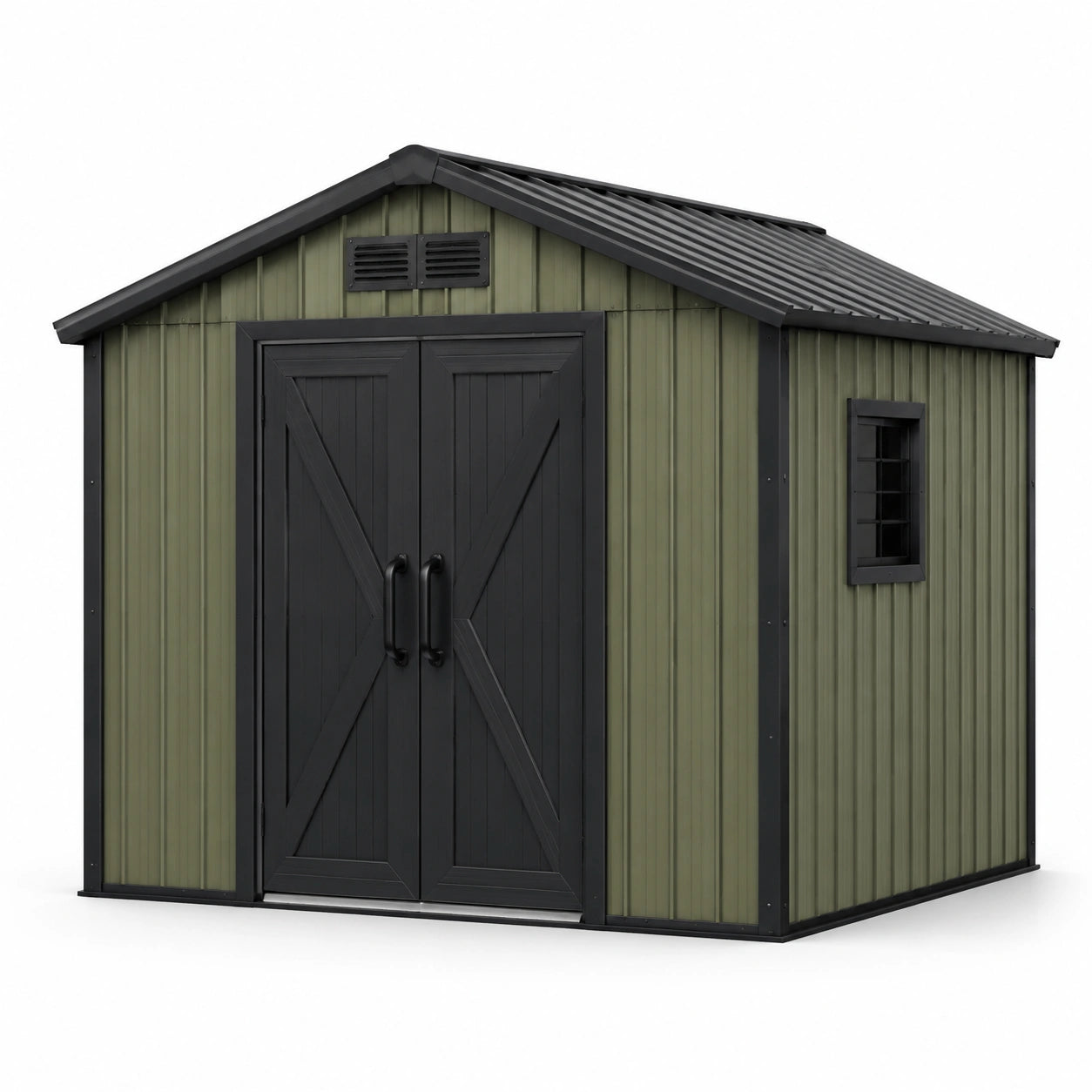Abri de jardin en métal 240x180x210 cm vert et noir