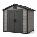 Abri de jardin en résine avec double porte et ventilation gris/noir 200x130x180 cm