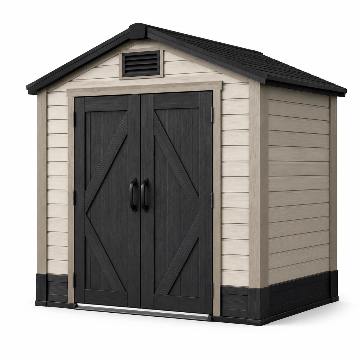 Abri de jardin en plastique avec portes doubles noires