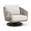 Fauteuil pivotant en corde polyester avec base en acier, beige