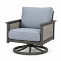 Fauteuil pivotant en aluminium et tissu bleu
