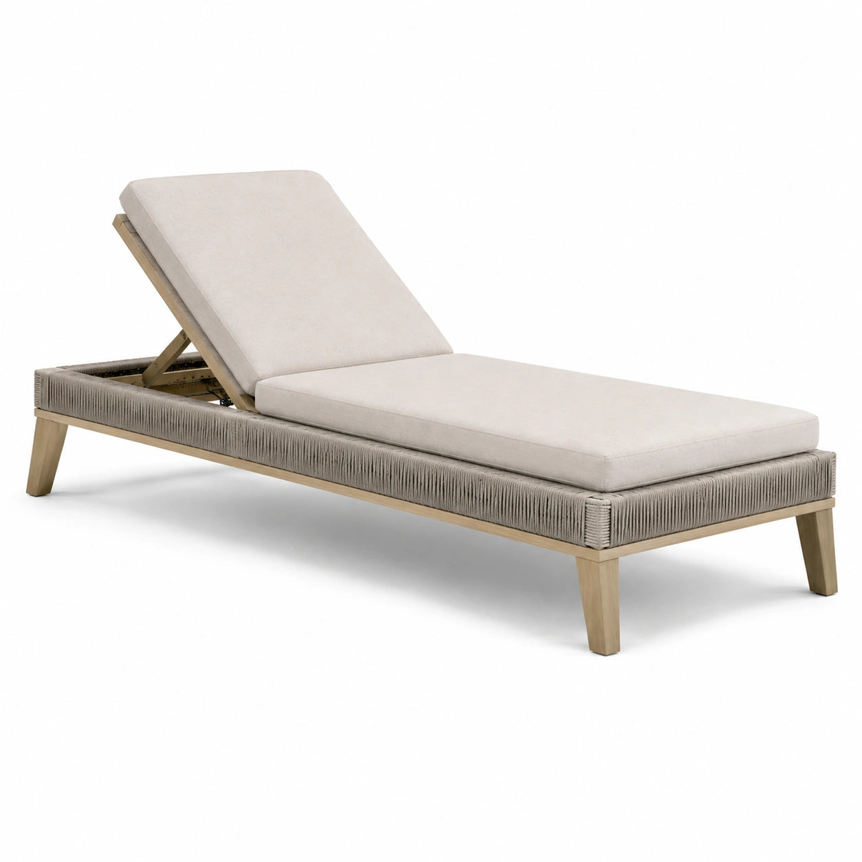 Chaise longue en aluminium avec coussins en tissu acrylique beige