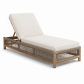 Chaise longue en teck et corde tressée avec coussins en polyester beige