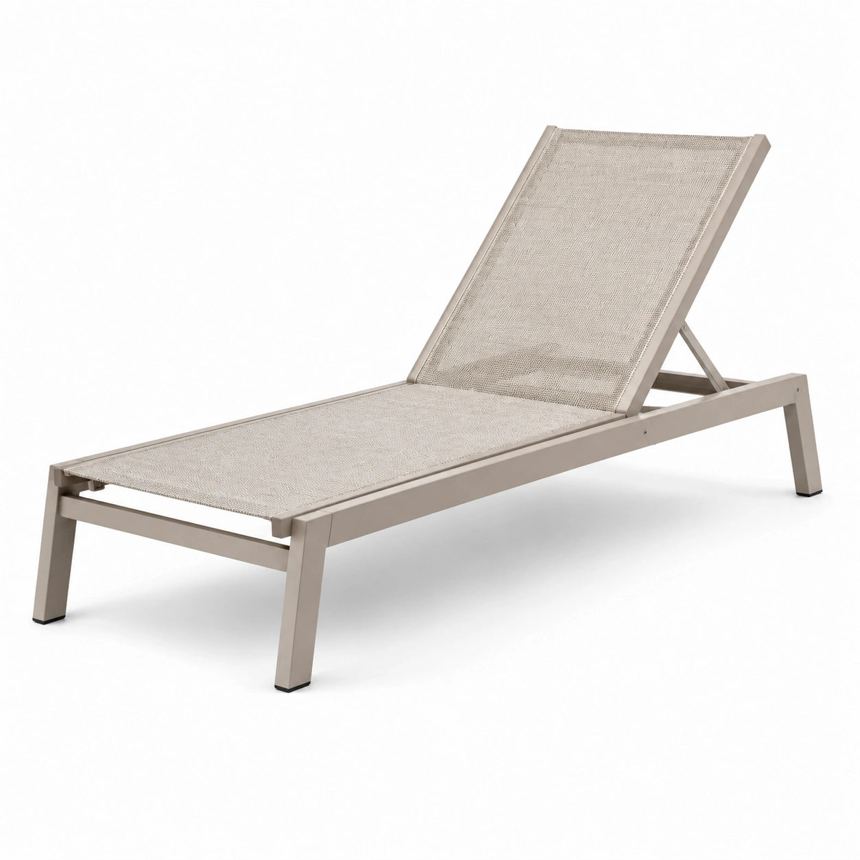 Chaise longue extérieure en aluminium et tissu textilène beige