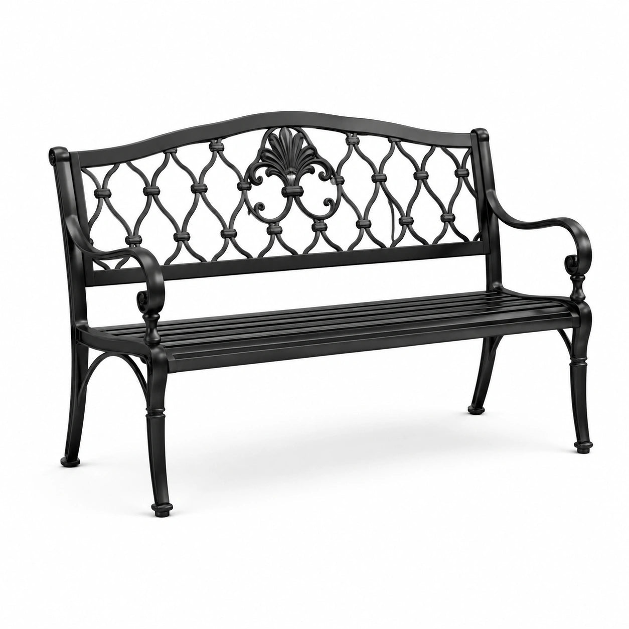 Banc de jardin en acier noir 128 cm