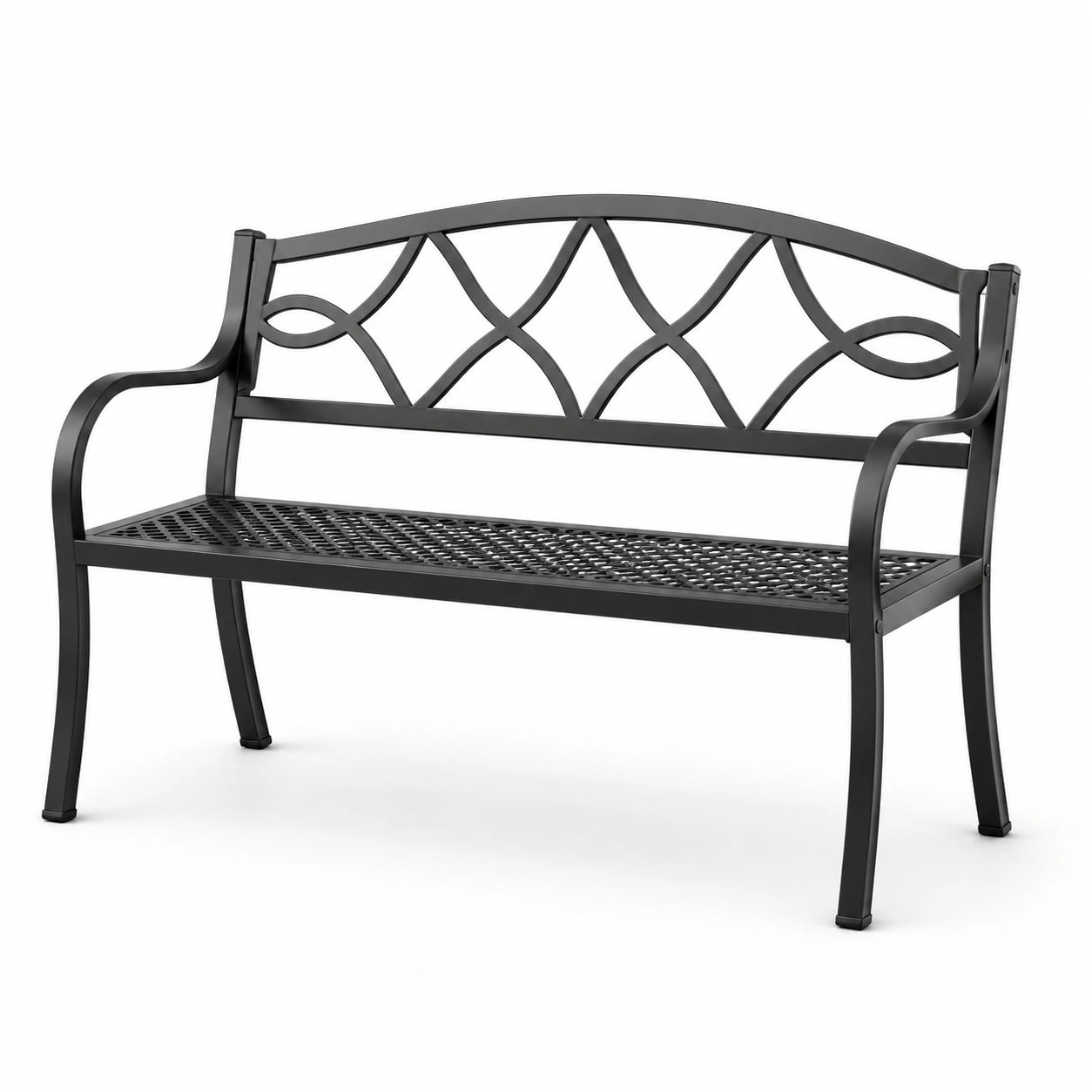Banc d'extérieur en métal noir, 127 cm