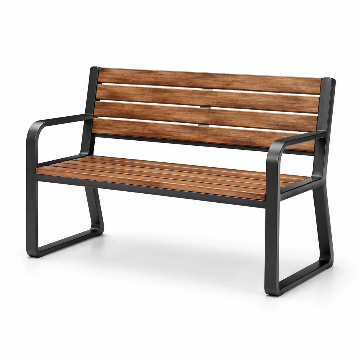 Banc de jardin en bois et métal 120 cm brun/noir