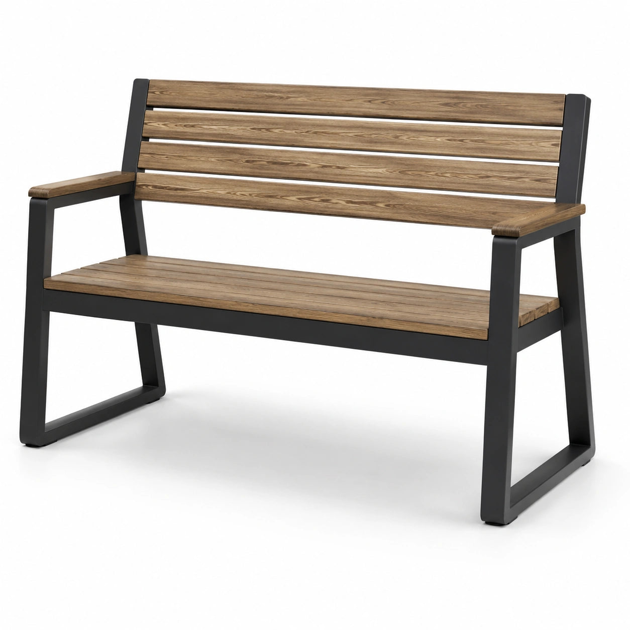 Banc en bois et métal marron/noir pour extérieur 120x60x85 cm