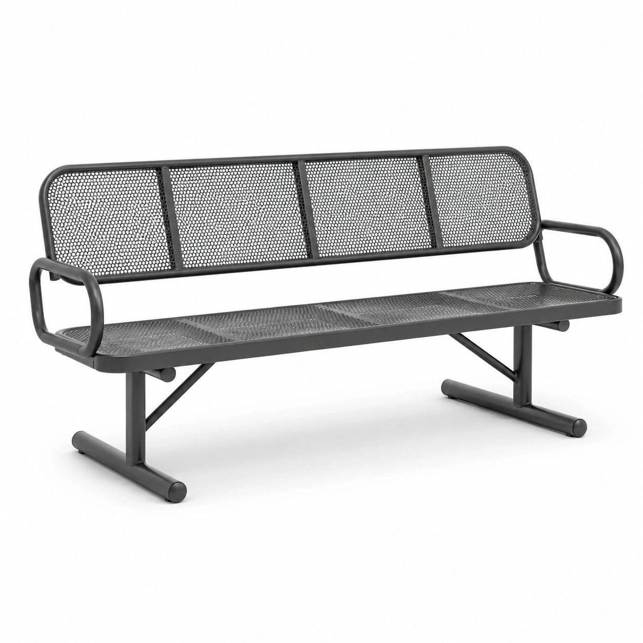 Banc extérieur en métal perforé gris 180 cm