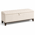 Banc de rangement en bois et polyester crème 120 cm