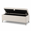 Banc de rangement en tissu avec pieds métalliques 120x40x45 cm beige