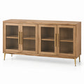 Buffet en bois avec portes en verre rainuré