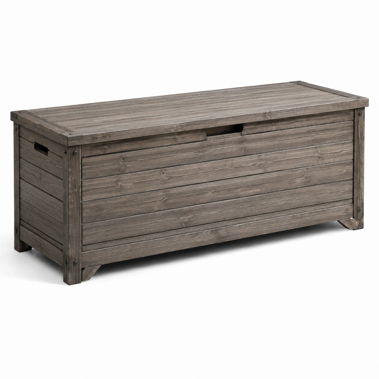 Coffre de rangement en bois de pin gris 120x45x50 cm