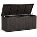 Coffre de rangement en rotin avec structure métallique - Marron