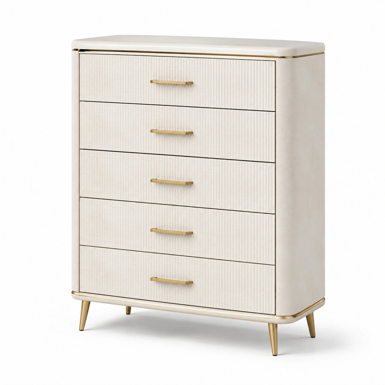 Commode en bois avec poignées en métal doré