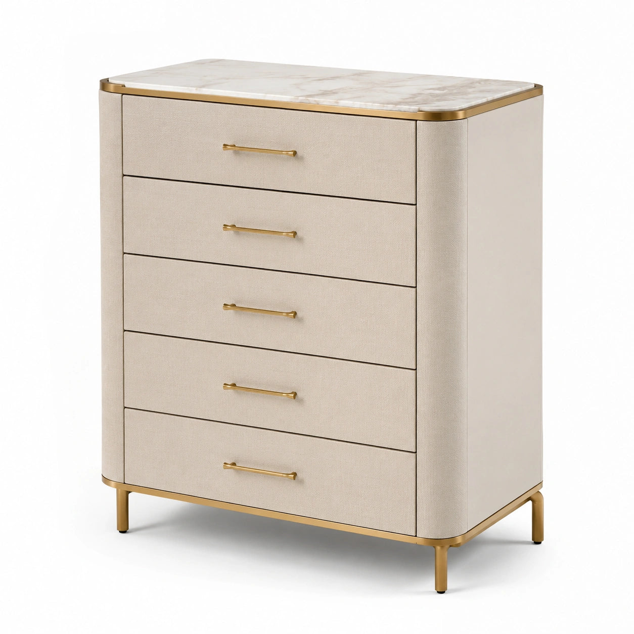 Commode en bois et marbre avec finitions dorées, 120 cm